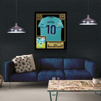 Lionel Messi // Signed Barcelona Away Jersey // Museum Frame (Signed Jersey Only)