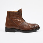 Zipper Boot + Ostrich Design Toe // Brown (US: 10.5)