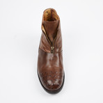 Zipper Boot + Ostrich Design Toe // Brown (US: 8.5)