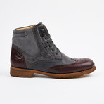 Wing Tip Lace up Boot // Burgundy + Gray (US: 10.5)