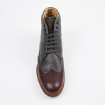 Wing Tip Lace up Boot // Burgundy + Gray (US: 12)