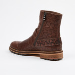 Laser Leather Zipper Boot + Side Buckle // Brown (US: 8.5)
