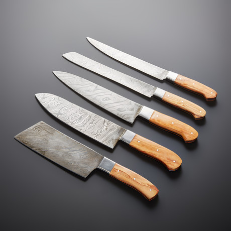 Damascus Kitchen Knives // Set of 5 // KH-88