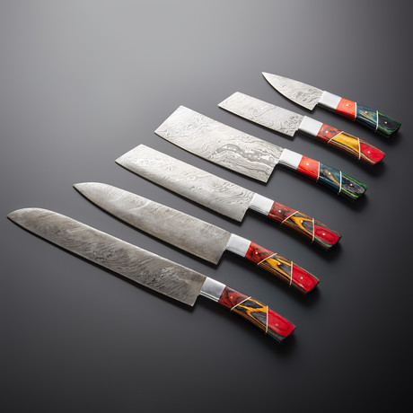 Damascus Kitchen Knives // Set of 6 // KH-89
