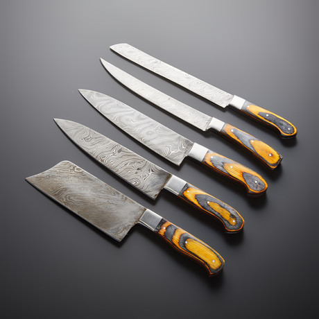 Damascus Kitchen Knives // Set of 5 // KH-91