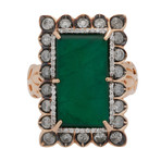 Crivelli 18k Rose Gold Diamond + Emerald Ring // 22781039 // Size 6.75