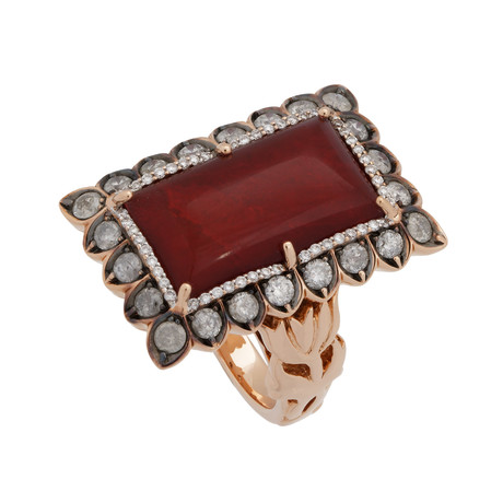 Crivelli 18k Rose Gold Diamond + Ruby Ring // 54912972 // Size 6.75