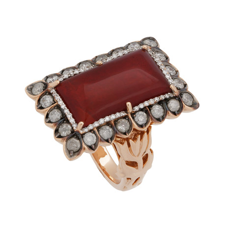 Crivelli 18k Rose Gold Diamond + Ruby Ring // 97790008 // Size 6.75