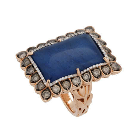 Crivelli 18k Rose Gold Diamond + Sapphire Ring // 04883522 // Size 6.75