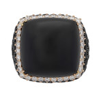 Crivelli 18k Rose Gold Diamond + Onyx Ring // 91539365 // Size 6.75