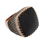 Crivelli 18k Rose Gold Diamond + Onyx Ring // 32605708 // Size 6.75