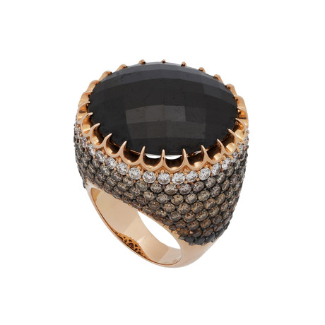 Crivelli 18k Rose Gold Diamond + Onyx Ring // 32605708 // Size 6.75
