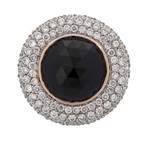 Crivelli 18k Rose Gold Diamond + Onyx Ring // 31480348 // Size 7
