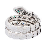 Crivelli 18k White Gold Diamond + Emerald Bracelet // 259-BRC098 // Size 6"