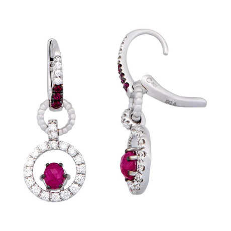 Crivelli 18k White Gold Diamond + Ruby Earrings // 117-OR721