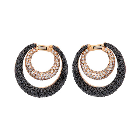 Crivelli 18k Rose Gold Diamond + Black Diamond Earrings // 289-VE9218 // 1"