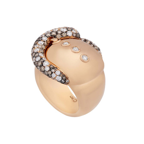 Crivelli 18k Rose Gold Diamond + Brown Diamond Ring // 000-2232NS // Size 6.75