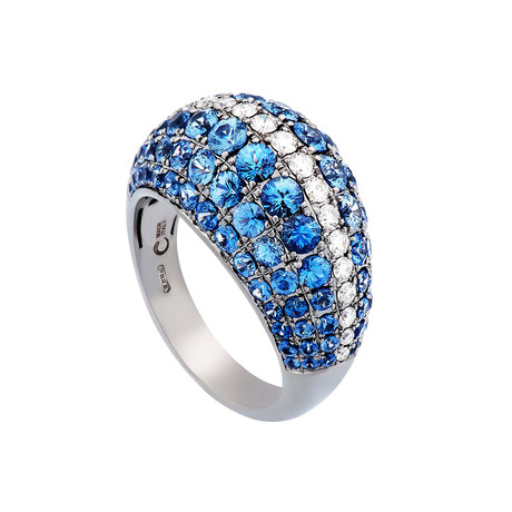 Crivelli 18k White Gold Diamond + Sapphire Ring // 035-VR22024 // Size 6.75