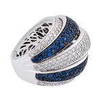 Crivelli 18k White Gold Diamond + Sapphire Ring // 035-R22010 // Size 6.75