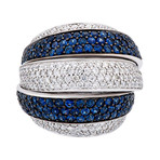 Crivelli 18k White Gold Diamond + Sapphire Ring // 035-R22010 // Size 6.75