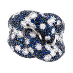 Crivelli 18k White Gold Diamond + Sapphire Ring // 000-2567NS-P // Size 6.75