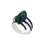 Crivelli 18k White Gold Ruby + Sapphire Ring // 000-3332NS // Size 6.75