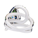 Crivelli 18k White Gold Ruby + Sapphire Ring // 000-3332NS // Size 6.75