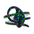 Crivelli 18k White Gold Ruby + Sapphire Ring // 000-3332NS // Size 6.75