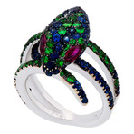 Crivelli 18k White Gold Ruby + Sapphire Ring // 000-3332NS // Size 6.75