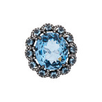 Crivelli 18k White Gold Diamond + Topaz Ring // 307-VR22883a // Size 6.75