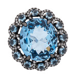 Crivelli 18k White Gold Diamond + Topaz Ring // 307-VR22883a // Size 6.75