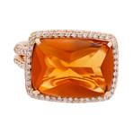 Crivelli 18k Yellow Gold Diamond + Citrine Ring // 017-2178 // Size 6.75
