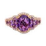 Crivelli 18k Rose Gold Diamond + Amethyst Ring // 307-VR21654 // Size 6.5