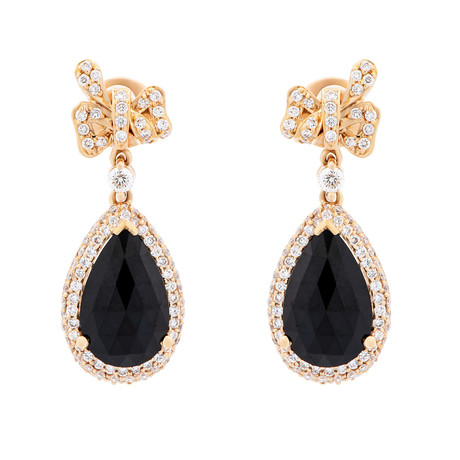 Crivelli 18k Yellow Gold Diamond + Onyx Earrings // 307-TE7352
