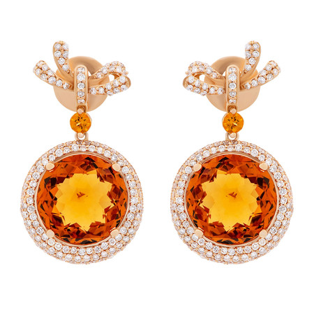 Crivelli 18k Rose Gold Diamond + Citrine Earrings // 307-TE7364
