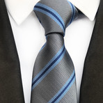 Harris Stripe Silk Tie // Gray + Blue
