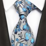 Bowen Tie // Silver + Blue Floral