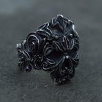 Floral Skull Ornament Ring // Silver (14)