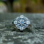 Compass Ring // Silver + Blue (14)