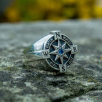 Compass Ring // Silver + Blue (10)