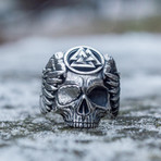 Odin + Valknut Ring // Silver (9)