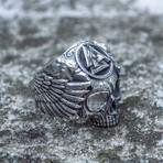 Odin + Valknut Ring // Silver (13)