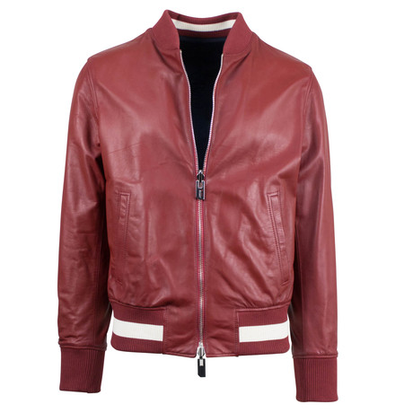 Bally // Leather Reversible Zip-Up Bomber Jacket // Red (Euro: 46)