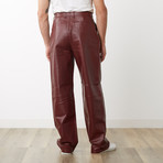 Pleated Leather Pants // Burgundy (34WX32L)