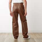 Pleated Leather Pants // Caramel (48WX32L)