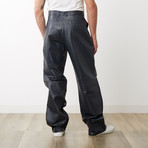 Pleated Leather Pants // Navy (30WX32L)