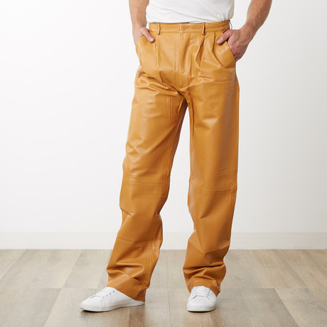 Pleated Leather Pants // Honey (30WX32L)