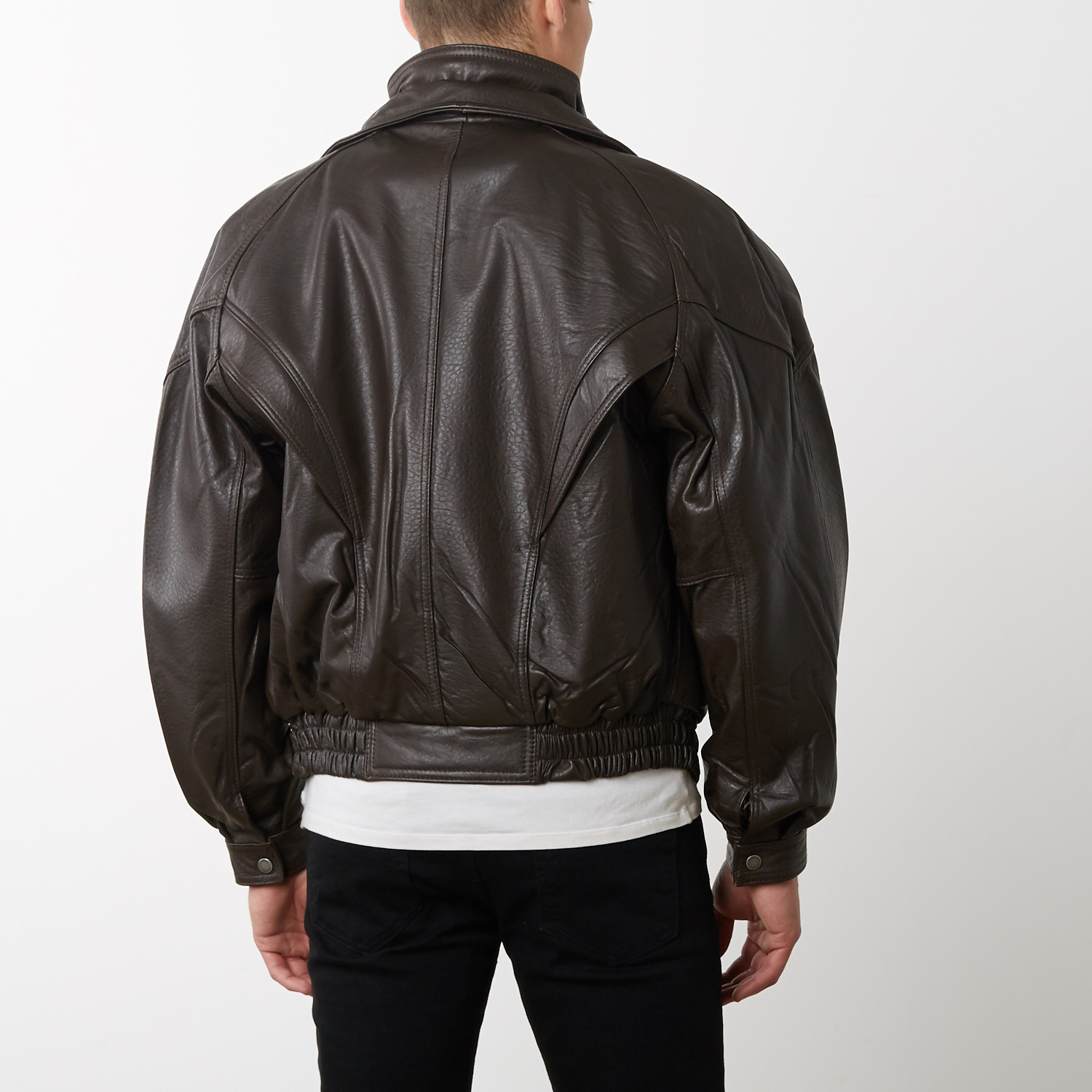 Classic Double-Collared Leather Bomber Jacket // Brown (XS) - Tanners ...