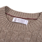 Domenico Cable Knit Cashmere Sweater // Brown (Euro: 50)