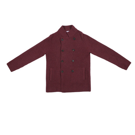 Dominick Cable Knit Coat Sweater // Maroon (Euro: 46)